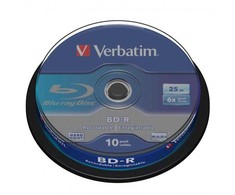 Verbatim BD-R, Single Layer 25GB, cake box, 43742, 6x, 10-pack, do archiwizacji danych