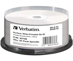 1x25 Verbatim BD-R Blu-Ray 25GB 6x Speed plataus spausdinimo NO-ID