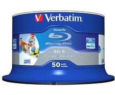 Verbatim BD-R SL, Hard Coat protective layer Wide Inkjet Printable, 25GB, Spindle, 43812, 6x, 50-pack, do archiwizacji danych