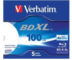 „Verbatim BD-R XL“, kietu sluoksniu, dėžutėje, 43789, 4x, 5 vnt., duomenų archyvavimui