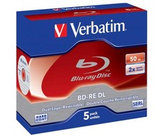 Verbatim BD-RE DL, jewel box, 43760, 2x, 5 vnt., do archiwizacji danych