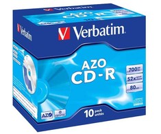 Verbatim CD-R, 43327, AZO Crystal, 10 vnt. pakuotė, 700 MB, 52x, 80 min., 12 cm, nespausdinamas, dėžutėje, duomenų archyvavimui