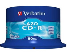 Verbatim CD-R, 43343, AZO Crystal, 50 vnt. pakuotė, 700 MB, 52x, 80 min., 12 cm, nespausdinamas, ašis, duomenų archyvavimui