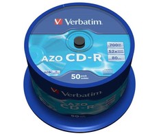 Verbatim CD-R, 43343, AZO Crystal, 50 vnt. pakuotė, 700 MB, 52x, 80 min., 12 cm, nespausdinamas, ašis, duomenų archyvavimui