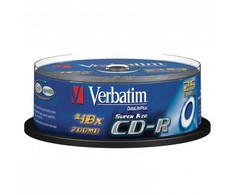 Verbatim CD-R, 43352, AZO Crystal, 25 vnt. pakuotė, 700 MB, 52x, 80 min., 12 cm, nespausdinamas, tortinė dėžutė, duomenų archyvavimui