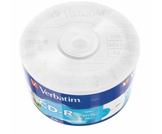 Verbatim CD-R, 43794, Inkjet Printable, 50-pack, 700MB, 50x, 80min., 12cm, wrap, do archiwizacji danych