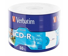Verbatim CD-R, 43794, Inkjet Printable, 50-pack, 700MB, 50x, 80min., 12cm, wrap, do archiwizacji danych