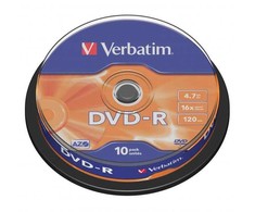 Verbatim DVD-R, Matt Sidabrinis, 43523, 4.7GB, 16x, spindle, 10-pack, bez możliwości nadruku, 12cm, do archiwizacji danych
