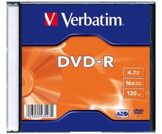 Verbatim DVD-R, Matt Sidabrinis, 43547, 4.7GB, 16x, slim box, 1 ks, bez możliwości nadruku, 12cm, do archiwizacji danych