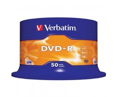 Verbatim DVD-R, Matt Sidabrinis, 43548, 4.7GB, 16x, spindle, 50-pack, bez możliwości nadruku, 12cm, do archiwizacji danych