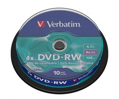 „Verbatim“ DVD-RW diskas, matinės sidabrinės spalvos, 43552, 4,7 GB, 4x, ašies formos, 10 vnt. pakuotė, nespausdinamas, 12 cm, duomenų archyvavimui