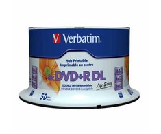 Verbatim DVD+R DL, Double Layer Inkjet Printable, 97693, 8.5GB, 8x, spindle, 50-pack, 12cm, do archiwizacji danych