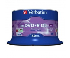 Verbatim DVD+R DL, Double Layer Matt Sidabrinis, 43758, 8.5GB, 8x, spindle, 50-pack, 12cm, do archiwizacji danych