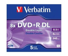 Verbatim DVD+R DL, Double Layer Matt Sidabrinis, 43541, 8.5GB, 8x, jewel box, 5-pack, bez możliwości nadruku, 12cm, do archiwizacji da