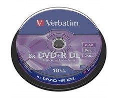 Verbatim DVD+R DL, Double Layer Matt Sidabrinis, 43666, 8.5GB, 8x, spindle, 10-pack, bez możliwości nadruku, 12cm, do archiwizacji dan