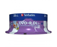 „Verbatim“ DVD+R DL, dvisluoksnis, platus rašalinis spausdinimas, 43667, 8,5 GB, 8x, ašis, 25 vnt. pakuotė, 12 cm, duomenų archyvavimui