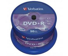 Verbatim DVD+R, Matt Sidabrinis, 43550, 4.7GB, 16x, spindle, 50-pack, bez możliwości nadruku, 12cm, do archiwizacji danych
