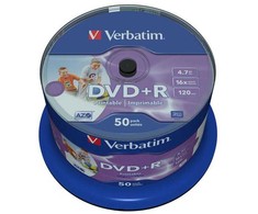 Verbatim DVD+R, Wide Inkjet Printable No ID Brand, 43512, 4.7GB, 16x, spindle, 50-pack, 12cm, do archiwizacji danych