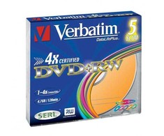 Verbatim DVD+RW, Colour, 43297, 4.7GB, 4x, slim box, 5-pack, bez możliwości nadruku, 12cm, do archiwizacji danych