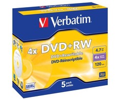 „Verbatim“ DVD+RW, matinės sidabrinės spalvos, 43229, 4,7 GB, 4x, „jewel box“, 5 vnt. pakuotė, nespausdinamas, 12 cm, duomenų archyvavimui
