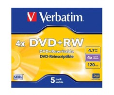 „Verbatim“ DVD+RW, matinės sidabrinės spalvos, 43229, 4,7 GB, 4x, „jewel box“, 5 vnt. pakuotė, nespausdinamas, 12 cm, duomenų archyvavimui