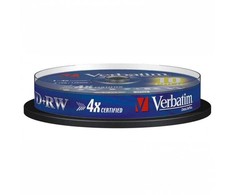 Verbatim DVD+RW, Matt Sidabrinis, 43488, 4.7GB, 4x, spindle, 10-pack, bez możliwości nadruku, 12cm, do archiwizacji danych
