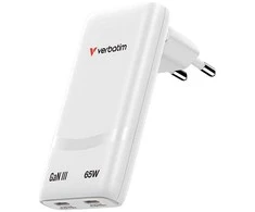 Verbatim Fold ,n, Go, Įkroviklis jungiama į tinklą GaN 2 USB-C PD 3.0, balta, 65W, wtyczka EU