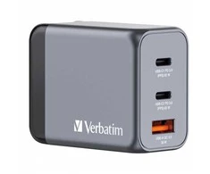 Verbatim, Įkroviklis GaN USB 3.0, USB C, pilka, 65 W, wymienne antgaliai C,G,A