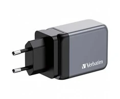 Verbatim, Įkroviklis GaN USB 3.0, USB C, pilka, 65 W, wymienne antgaliai C,G,A