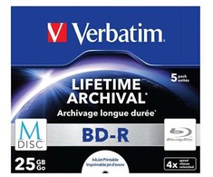 Verbatim M-DISC BD-R, Single layer Single layer/Injekt printable, 25GB, jewel box, 43823, 4x, 5-pack, do archiwizacji danych