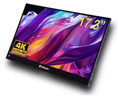 Verbatim monitorius przenośny dotykowy, PMT-17-4K, 17.3", Ultra HD 4K (3840x2160), 60Hz, juoda