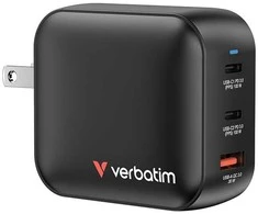 Laidinis įkroviklis Verbatim Mini GaN 100W 2xUSB-C PD/1x USB-A QC juodos spalvos 32230