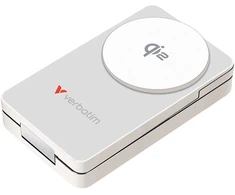 „Verbatim“, išorinė baterija „Charge“, „Go Qi2“, 5/9/12 V, telefono, laikrodžio, „Airpods“ įkrovimas, 32296, 10000 mAh, magnetinis laikiklis, balta