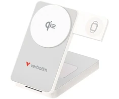„Verbatim“, išorinė baterija „Charge“, „Go Qi2“, 5/9/12 V, telefono, laikrodžio, „Airpods“ įkrovimas, 32296, 10000 mAh, magnetinis laikiklis, balta