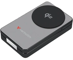 Verbatim, powerbank Charge ,n, Go Qi2, 5/9/12V, ładowanie telefonu, zegarka, Airpods, 32295, 10000mAh, Mocowanie magnetyczne, szar