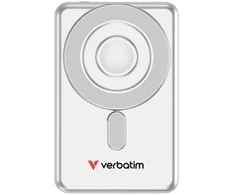 „Verbatim Charge ‘n’ Go 2C“ magnetinė belaidė išorinė baterija su stovu, 5000 mAh, 2 × USB-C, Sidabrinis