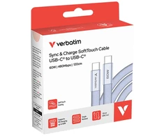 Kabelis Verbatim Sync & Charge SoftTouch USB-C į USB-C 60W PD3.0 120cm violetinės spalvos 30275