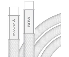 Kabelis Verbatim Sync &amp; Charge SoftTouch USB-C į USB-C 60W PD3.0 120cm baltos spalvos 30274