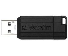 Verbatim USB flash disk, USB 2.0, 16GB, PinStripe, Store N Go, juoda, 49063, USB A, su wysuwanym złączem