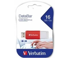Verbatim USB flash disk, USB 2.0, 16GB, DataBar, raudona, 49453, do archiwizacji danych