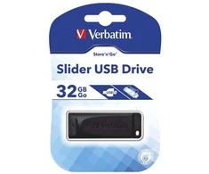 „Verbatim“ USB atmintinė, USB 2.0, 32 GB, slankiklis, juodas, 98697, USB A, su ištraukiama jungtimi