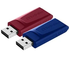 Verbatim USB atmintinė, USB 2.0, 32GB, Slider, mėlyna, raudona, 49327, USB A, usb su ištraukiama jungtimi. 2 vnt