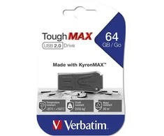 Verbatim USB flash disk, USB 2.0, 64GB, ToughMAX, juoda, 49332, USB A, kompozyt KyronMAX(tm)