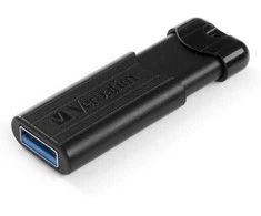 Verbatim USB atmintinė, USB 3.0, 16GB, PinStripe, Store N Go, juoda, 49316, USB A, su ištraukiama jungtimi