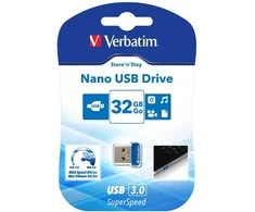 Verbatim USB atmintinė, USB 3.0, 32 GB, nano, Store N Stay, mėlyna, 98710, USB A
