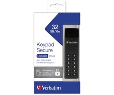 „Verbatim“ USB atmintinė, USB 3.0, 32 GB, saugi klaviatūra, juoda, 49427, 256 bitų AES šifravimas, LED USB A jungtis