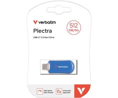 „Verbatim“ USB atmintinė, USB C, 512 GB, „Plectra“, niekuo neišsiskirianti, 30235, USB C
