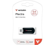 Pendrive Verbatim Plectra 64GB USB-C juodos spalvos 30224