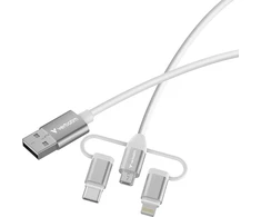 „Verbatim Sync“ įkrovimo jungtis, USB-A į „Micro-B“, USB-C, „Lightning“ jungtis, 18 W, baltas 32394