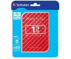 Kietasis diskas Verbatim zewnętrzny dysk twardy, Store N Go, 2.5", USB 3.0 (3.2 Gen 1), 1TB, 53203, raudona
